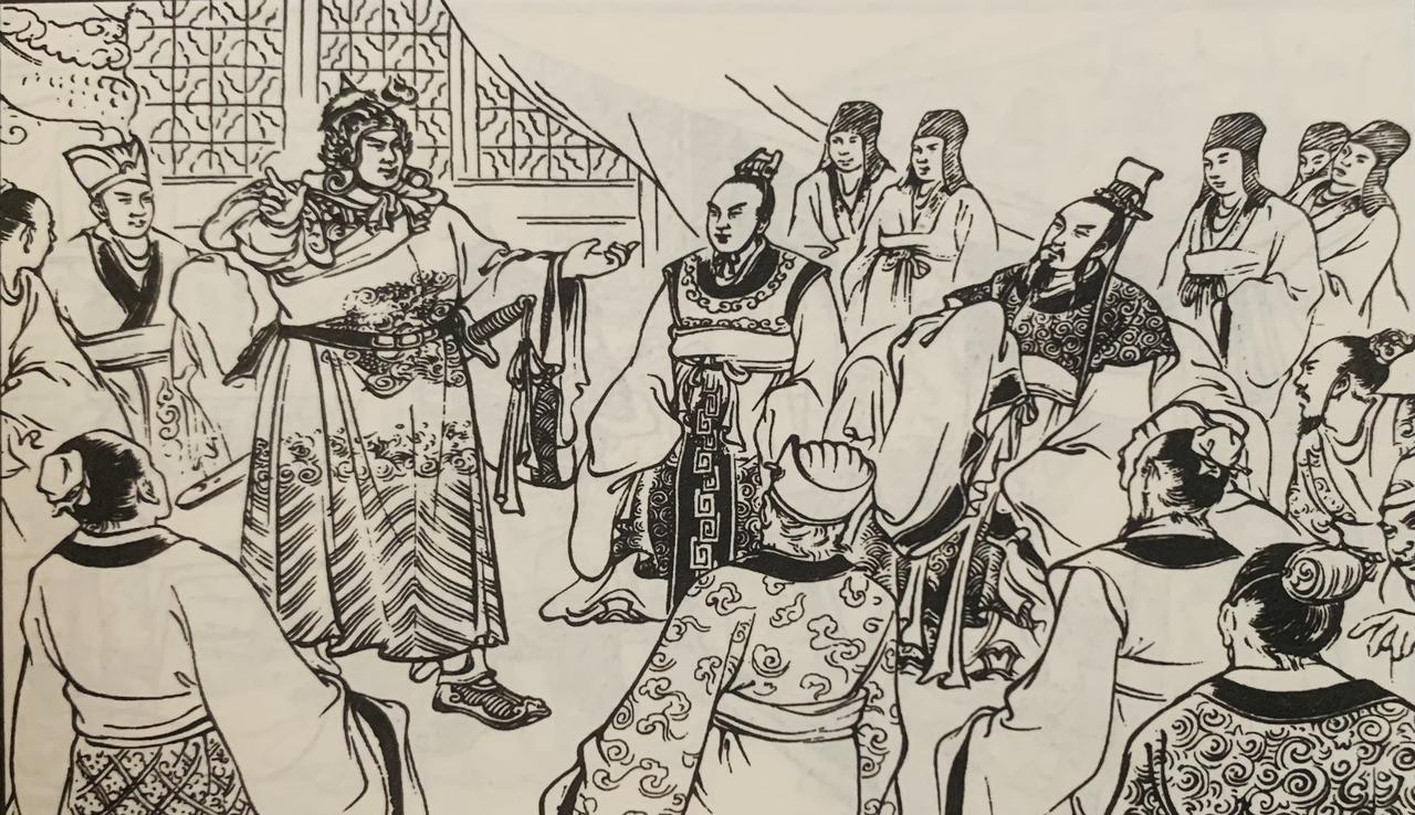 见大势已去，乌江边上项羽拔剑自刎……
韩信设计，引诱项羽进入包围圈
张良一曲竹箫