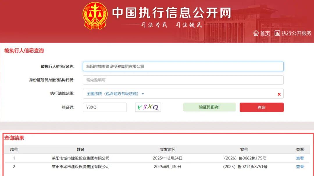 莱阳城投集团：一年两度沦为被执行人，涉案金额超2729万元
