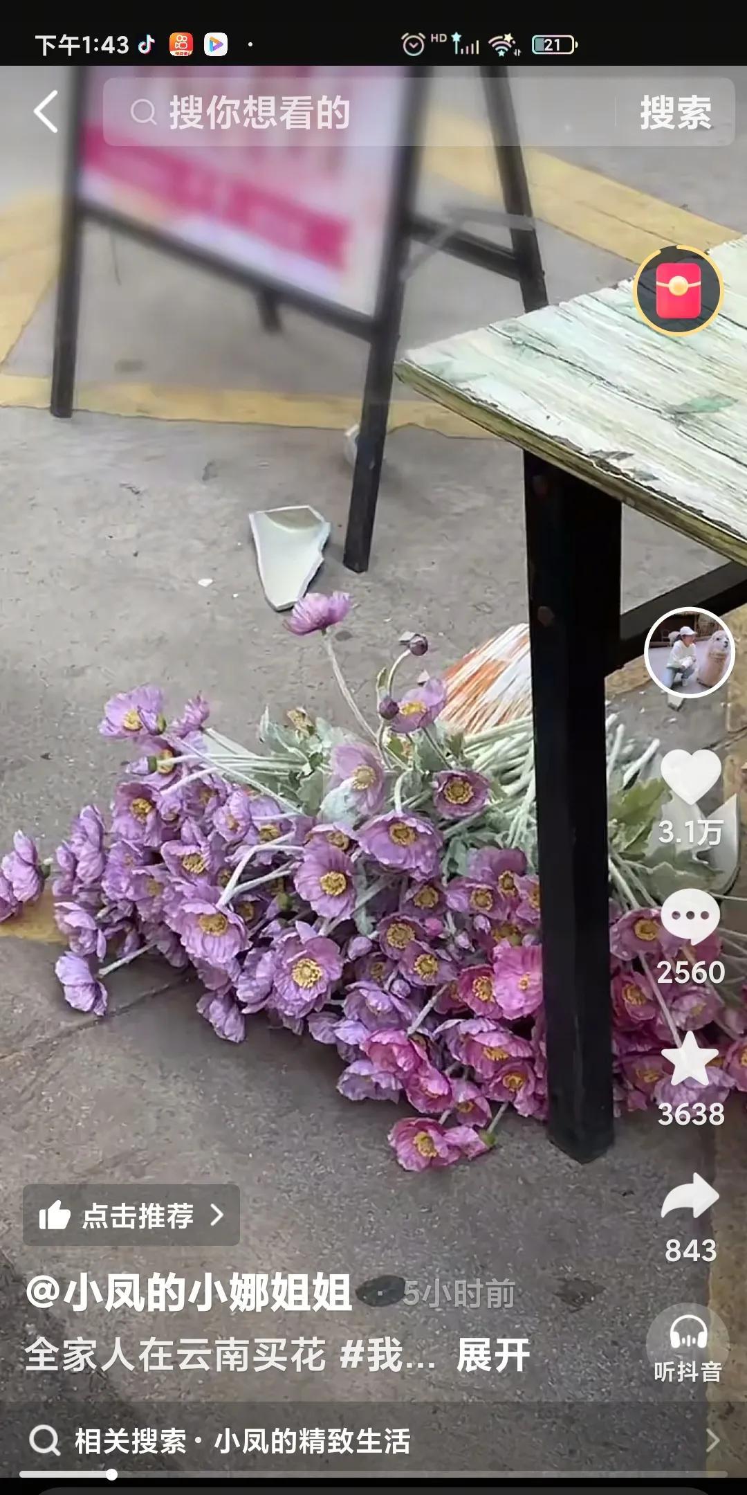 小娜这是被碰瓷了吧？花还没买呢就倒贴了70块[捂脸]
小娜到昆明花卉市场没走几步