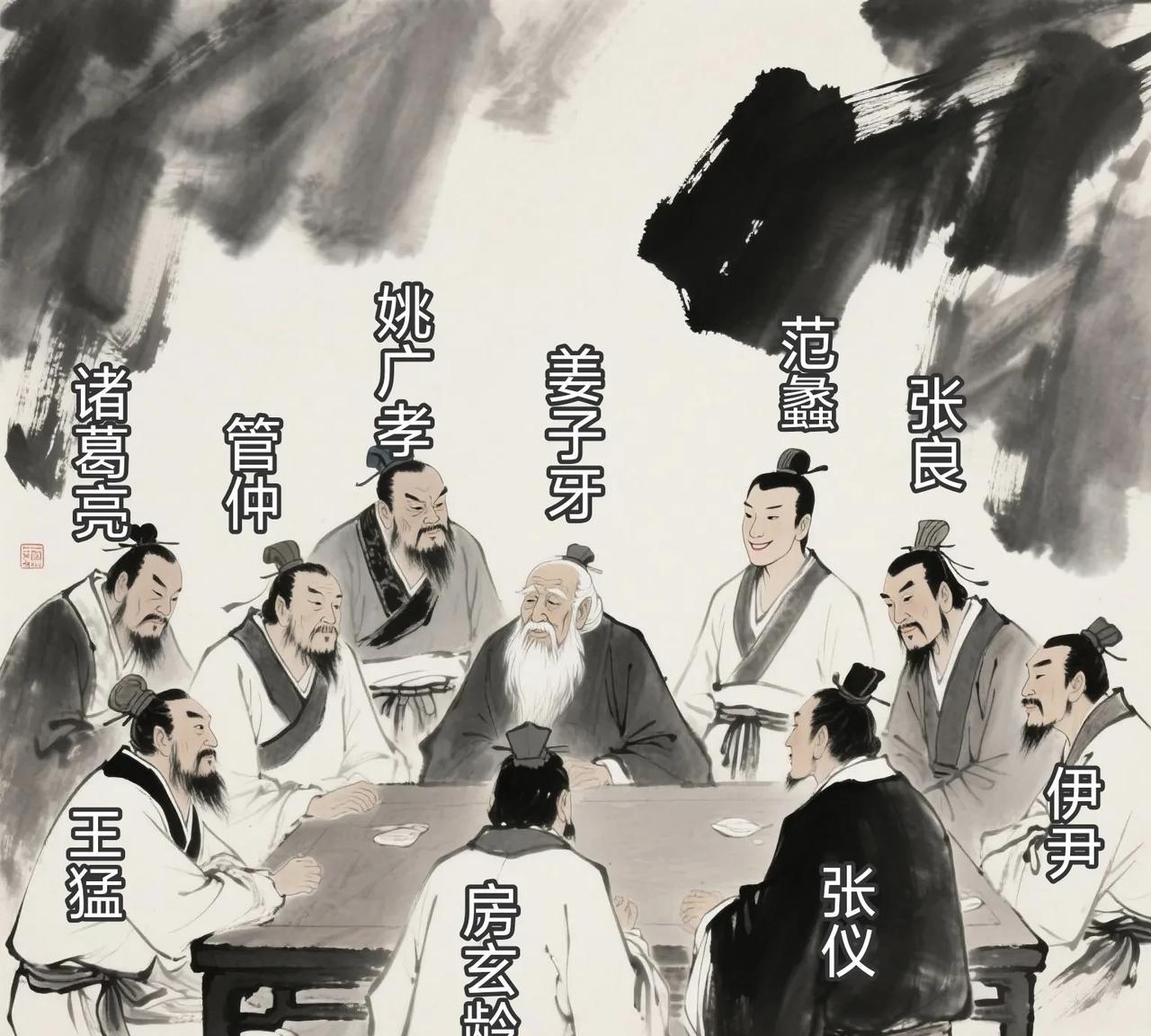 中国古代谋士千千万，有资格上桌的只有这10位，其他人只能站着，C位只有姜子牙能坐