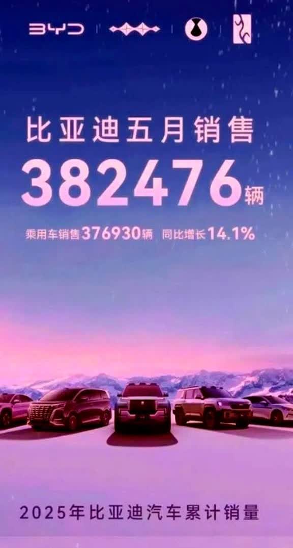 王传福这回算是出名了！

本以为比亚迪会公在5月份卖出382476辆车是王炸