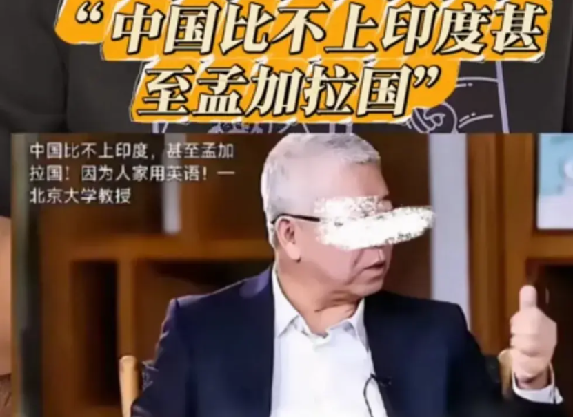 北京大学某教授说:“中国比不上印度，甚至不如孟加拉国，因为人家说英语。” 
中国