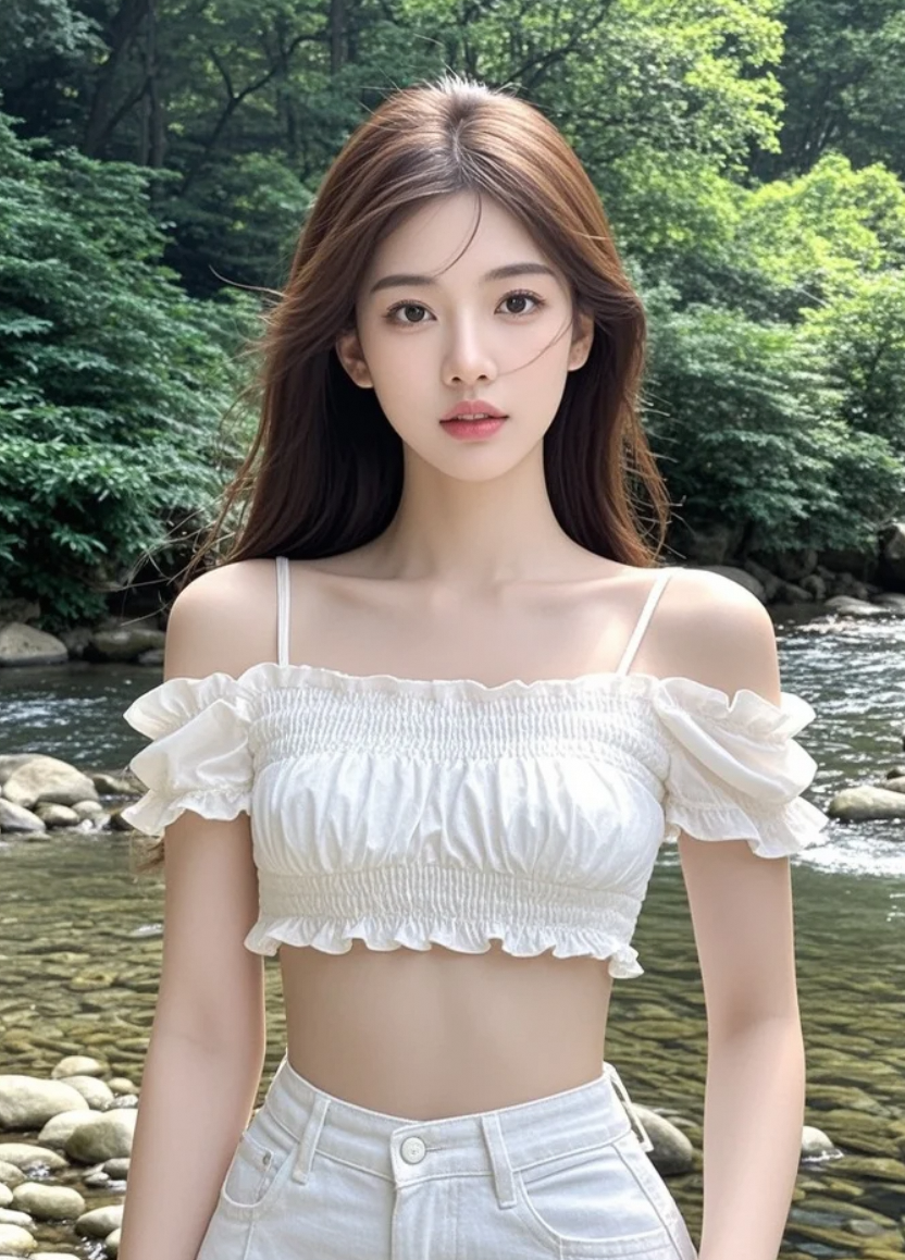 水珠从发梢滴落，敲响清脆的节拍，应和着溪语。