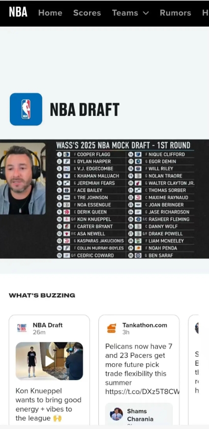 ESPN给的火箭10号签选择是卡特布莱恩特，而露天看台给的是克尼普儿
