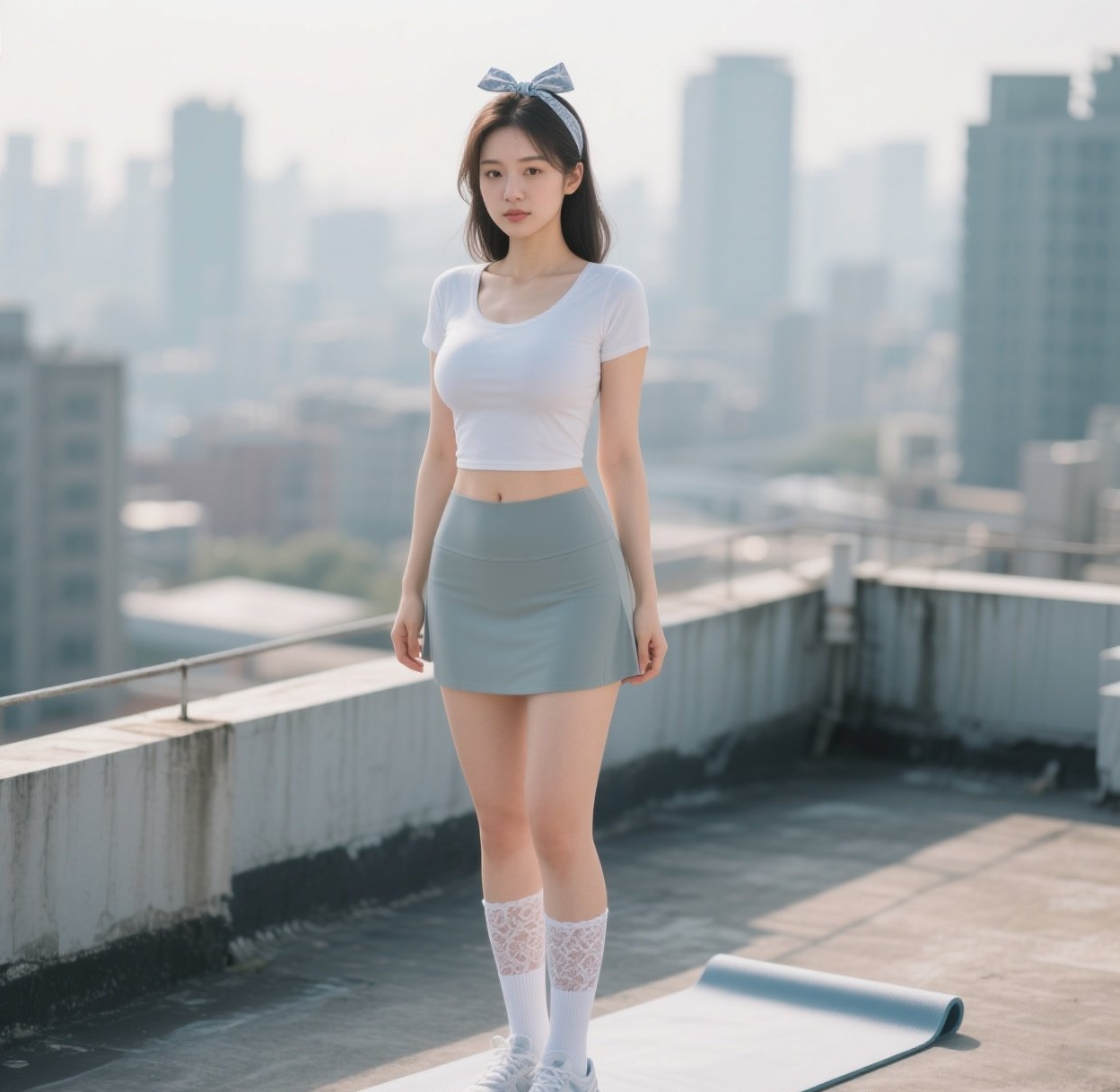 玲珑有致天台练柔术，瑜伽服衬出丰腴魅力
