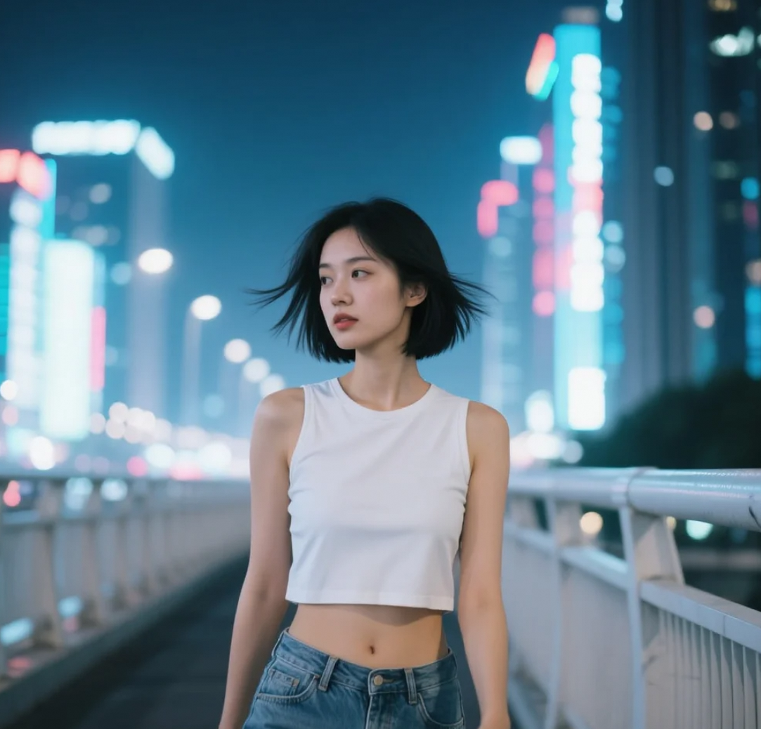 夜晚最靓的风景，是短发女孩的飒爽背影