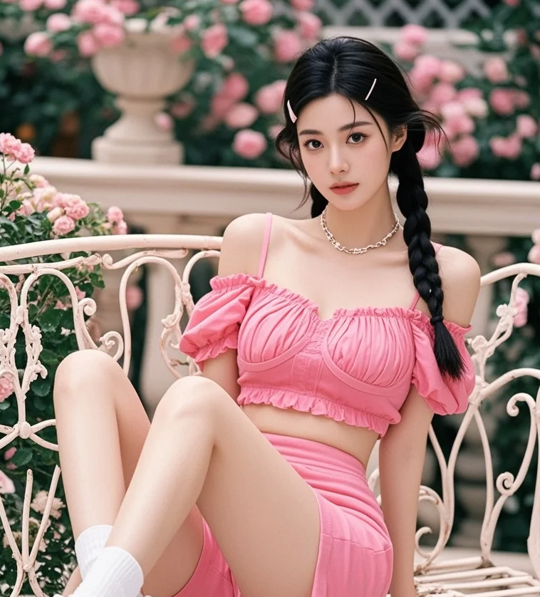 粉红暖阳下，这位颜值温柔的美女，如春风拂面