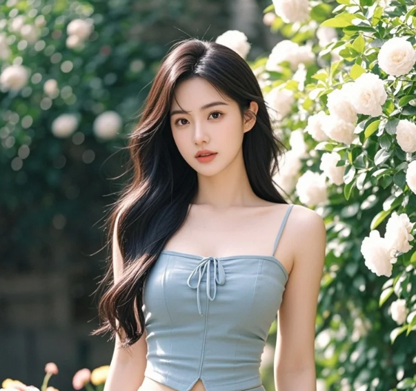 花墙下的她，比阳光更炽热的美