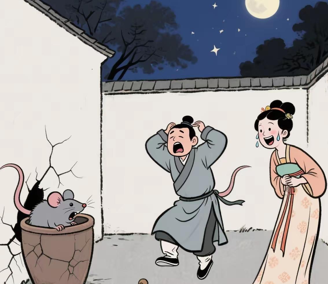夏夜，一对夫妻在小院纳凉。丈夫盯着水缸，突然打了个激灵，凑到妻子跟前低声说：“娘