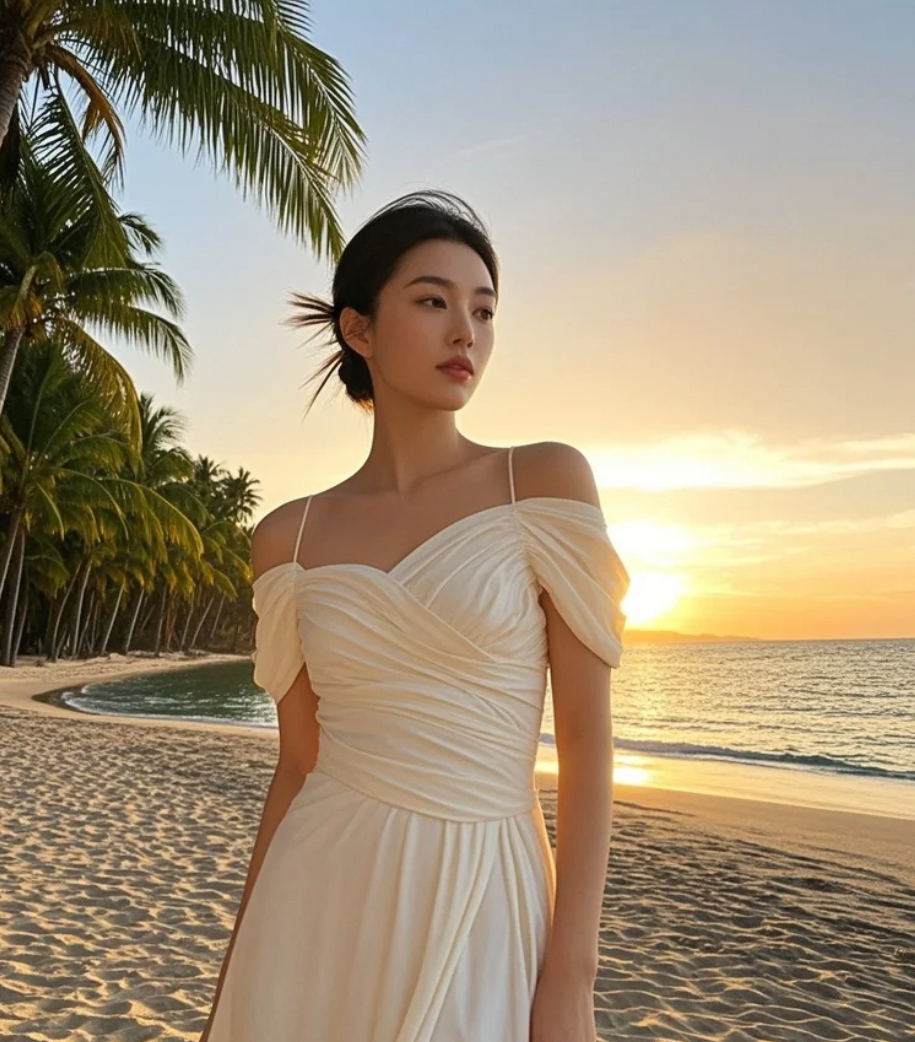 椰影斜长，裙袂染上熔金