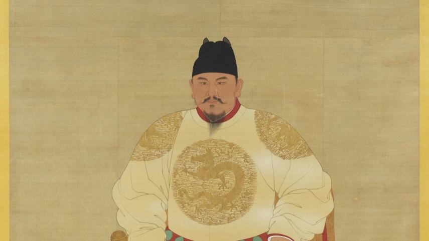 《明代帝像轴》高清绢本，本图集现藏于台北故宫博物院