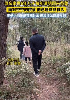 “看哭了！”近日，湖北孝感一男子回老家给离世6年的母亲上坟，到家已经是晚上9点钟