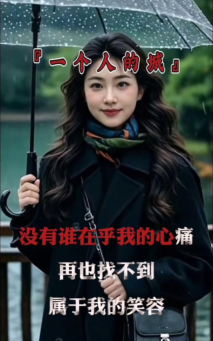 一个人的城。
当夜晚来临这喧嚣的城，只有我拖着孤独身影。霓虹不懂我泪眼朦胧，没有
