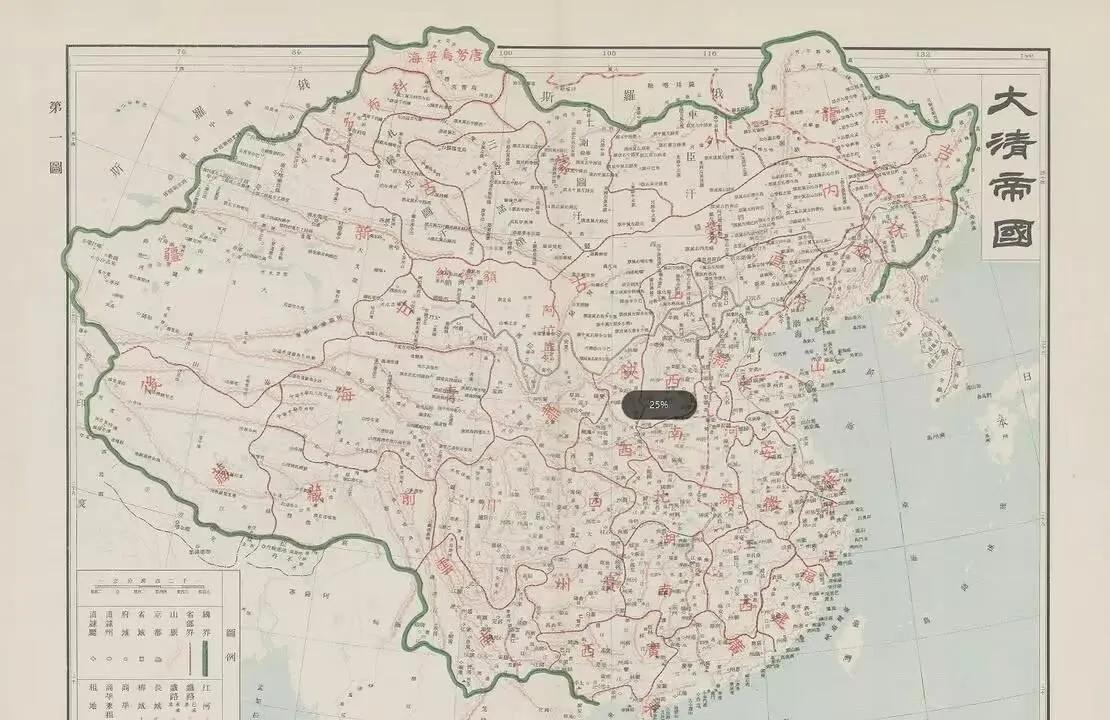 300年前，清朝鼎盛时期的地图，1300多万平方分里。