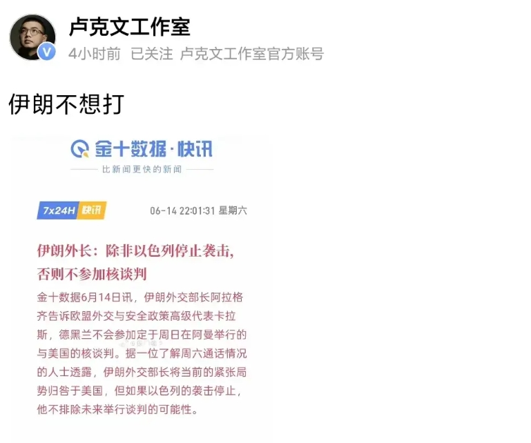 伊朗这一波的打击确实让以色列承受不了了，但是伊朗他就是不想打的，这是哈梅内依的选