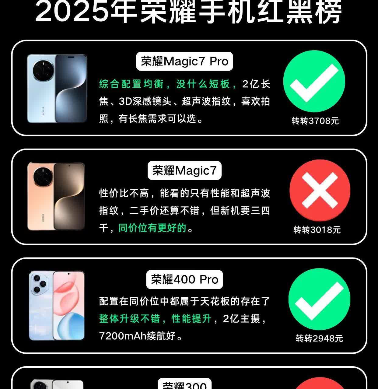 2025年荣耀手机怎么选？买前必看！荣耀旗舰机荣耀Magic7 Pro、荣耀Ma