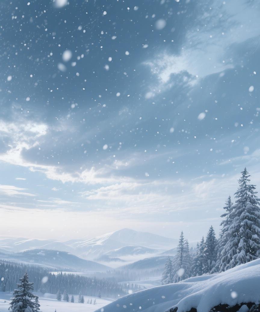 #AI妙生图#雪落山川，白茫茫一片静谧。在这纯净世界，心也渐归安宁，尘世纷扰皆消