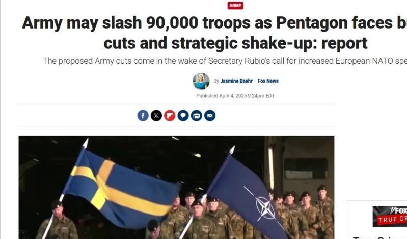 美国这是铁了心要在亚太打了，美国陆军不准备打大规模地面战了，准备裁军9万人，全部