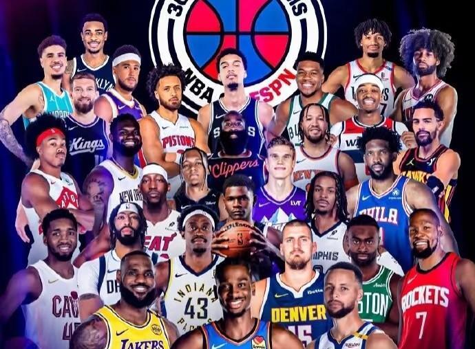 近日，ESPN公布了30支NBA球队新赛季的球队门面人物！
可以看出上赛季的常规