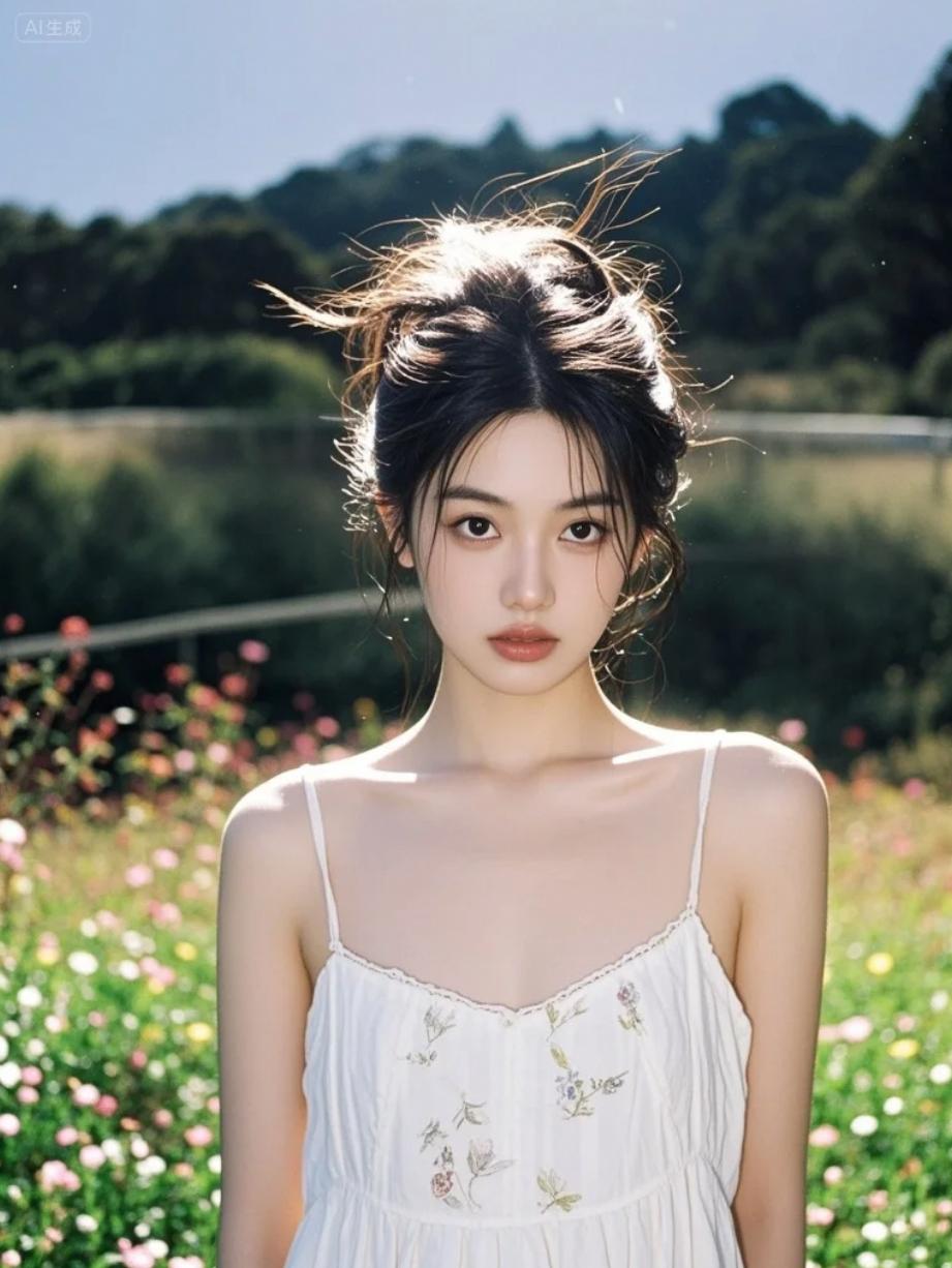  每一片落雪亲吻她的发丝，哪一片最轻盈？伸手感受。