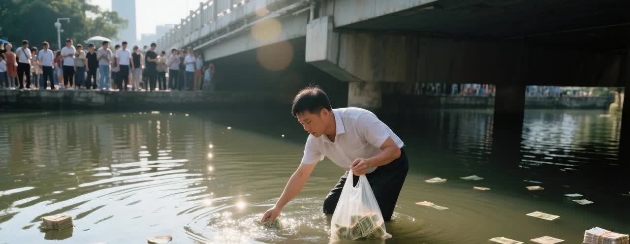 深圳河道惊现大量成捆钞票，男子冒然捡走引热议！
 
家人们，太离谱了！6月1