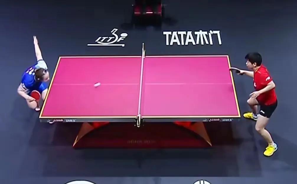 多哈世乒赛女单半决赛，莎莎4一0伊藤美诚，11一7，11一5，11一9，11一4