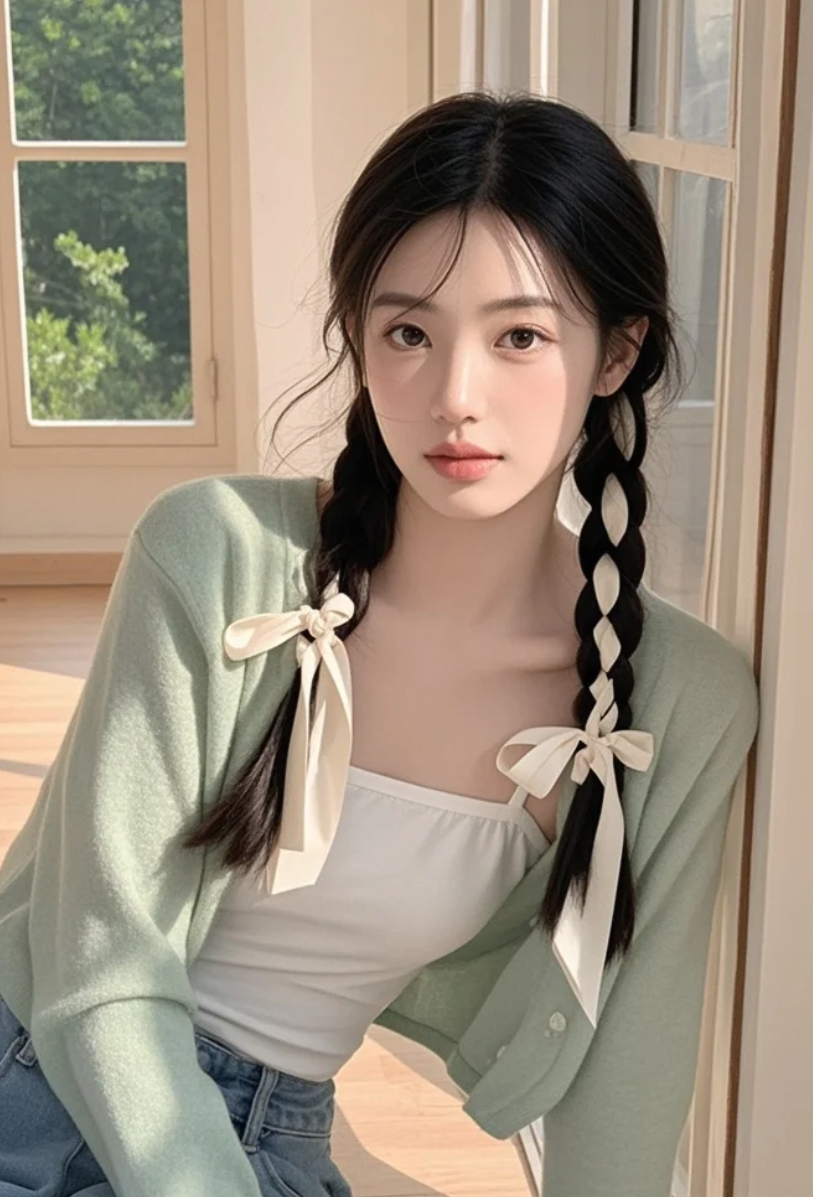 第一缕光落上肩头时，她正把清晨编进麻花辫里