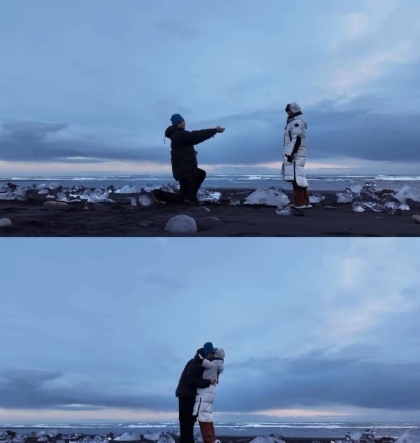 孙程潇居然认真了，竟然真的向金莎求婚了，而且是很正式很有仪式感在冰岛求婚了。
孙