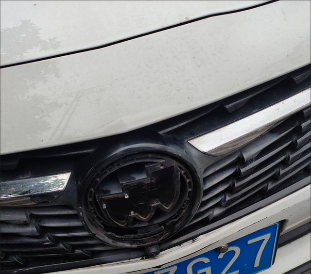 别克的标致都被撞坏了
我同事开我车去吃饭，为了不让别人插队插进来车子，一脚油门下