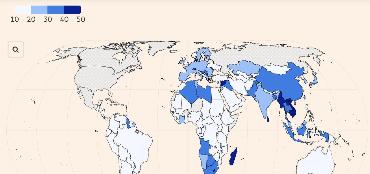 特朗普互惠关税世界地图来了，这次没有加征关税的国家，全世界只有10个。他们分别是