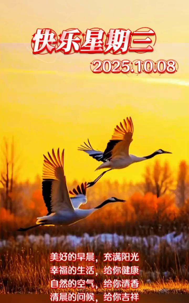 快乐星期三。
美好的早晨，充满阳光；幸福的生活，给你健康；自然的空气，给你清香；