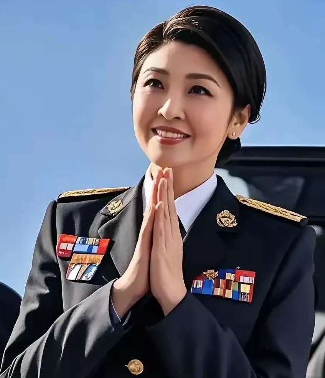 英拉穿军装的样子确实迷人。她作为泰国前总理，本身就有着独特的魅力。从那些老照片能
