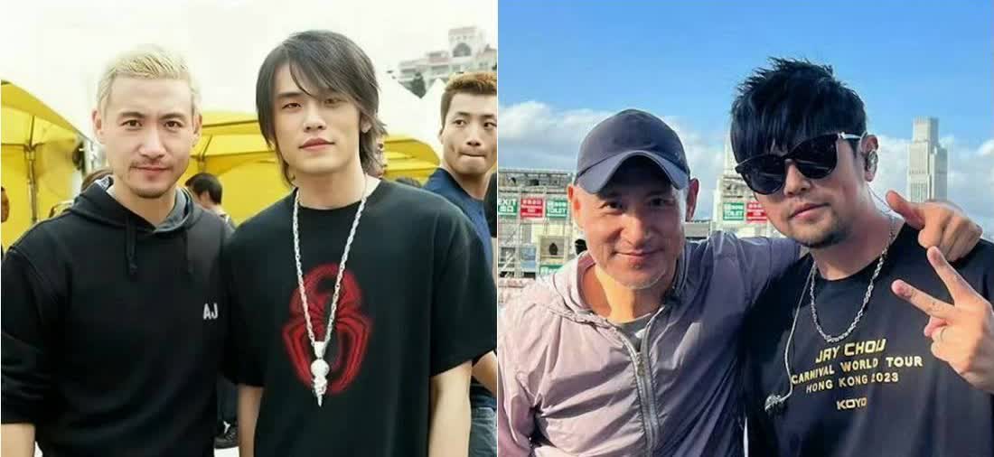 周杰伦晒20年前张学友合影对比造型发型分别最大