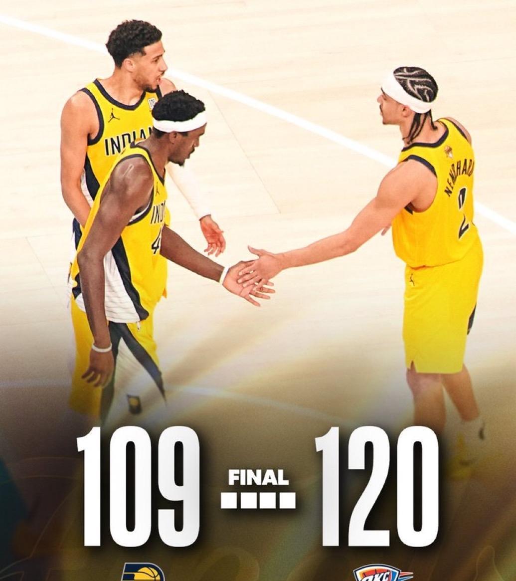 6月 17日NBA总决赛第五场战报：
步行者109-120雷霆（大比分2-3），