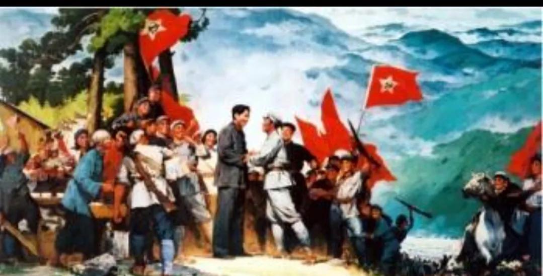 毛主席发动秋收爆动后，率领剩余部队800人据守井冈山，后与朱德、陈毅率领的南昌起