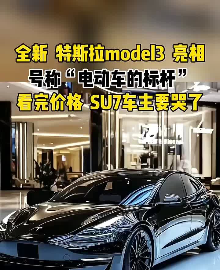 全新特斯拉model3亮相，号称"电动车的标杆"，看完价格，SU7车主要哭了。