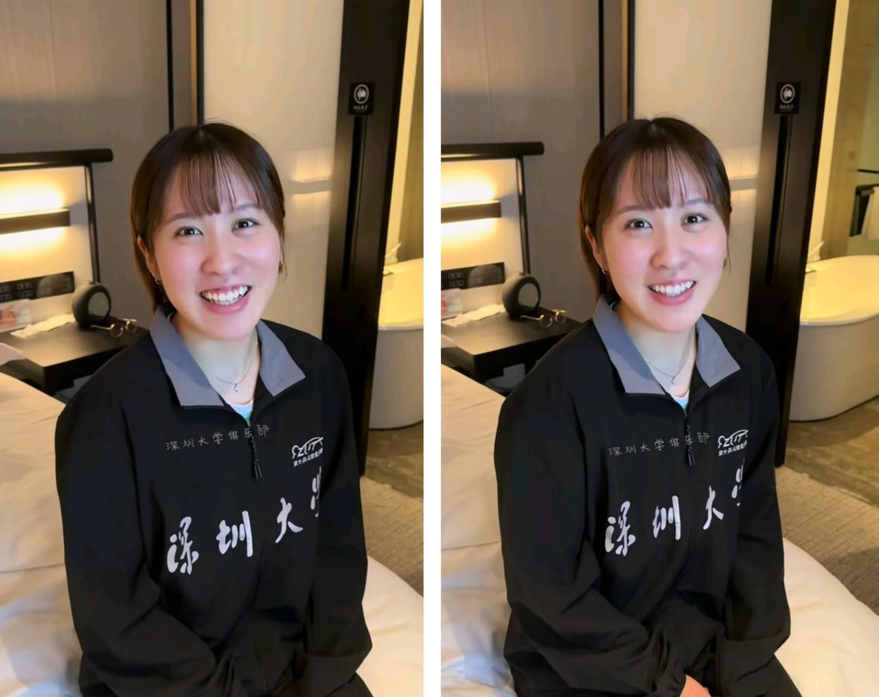 乒超联赛结束问平野有什么感受？
我非常开心！
还有什么感受？
非常开心。
感觉她