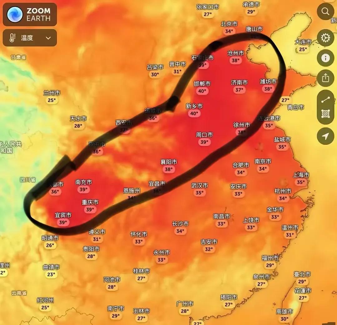 看到此图终于明白河南省是全国最热的地方，不接受反驳，什么三大火炉，在河南省面前啥