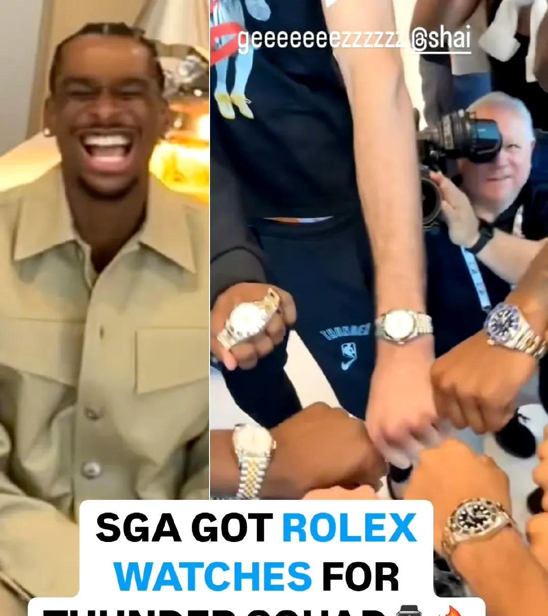见者有份！SGA在获得MVP后，第一时间给全队每人发了一块劳力士手表，有日志、水