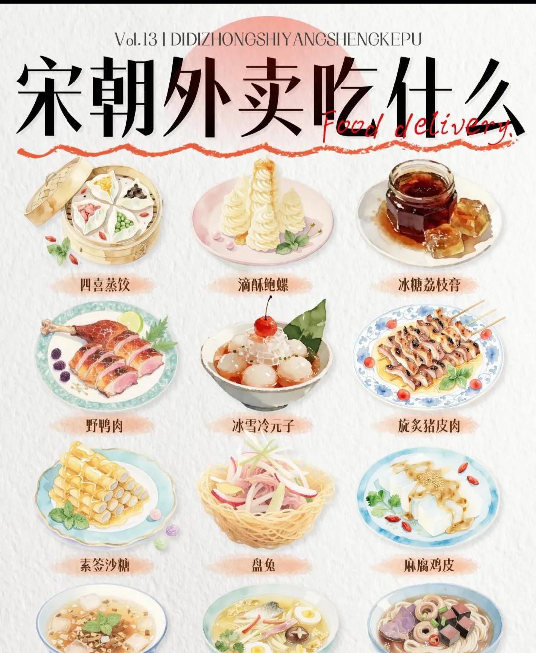 #宋朝的外卖吃什么# 
看到宋朝的美食有种想穿越回去的冲动。宋朝是一个非常注重文