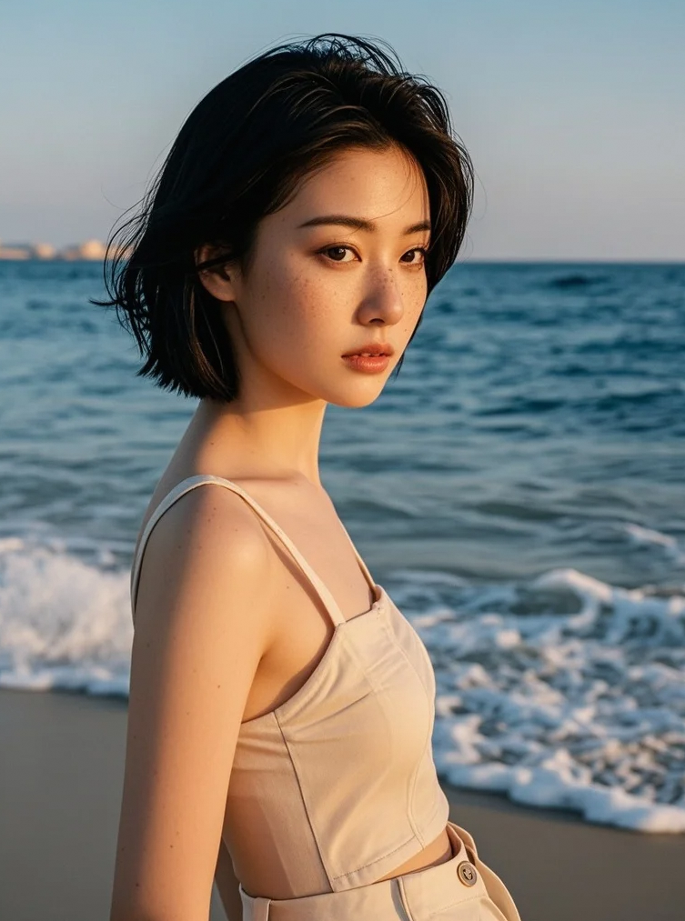 海滨潮尚引力磁场，镜头里美女的时尚气场引爆海岸