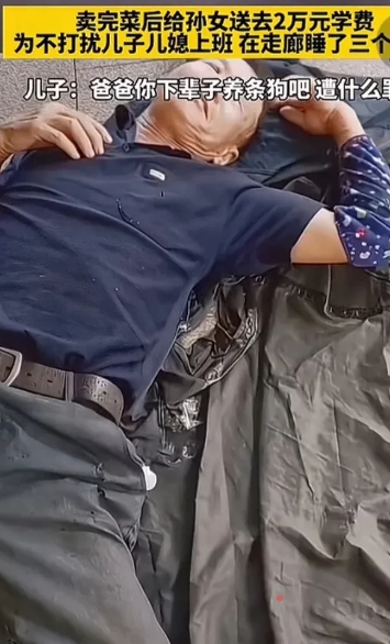 泪目！凌晨三点，72岁老人为了给孙女送去2万元学费，竟然蜷缩在楼道的角落，背靠着