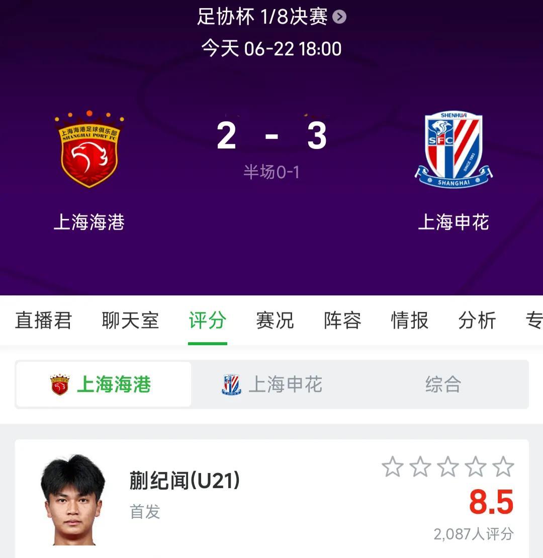 足协杯上海海港2-3上海申花，四个你不得不承认的事实:
1、失去奥斯卡、武磊后的