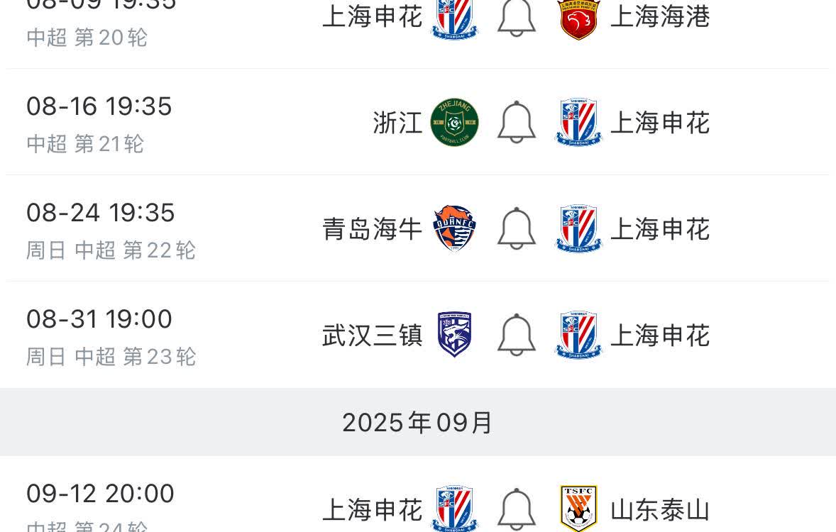 上海申花接下来的赛程还是比较魔鬼的。首先他们将迎来上海德比，随后要在客场面对浙江