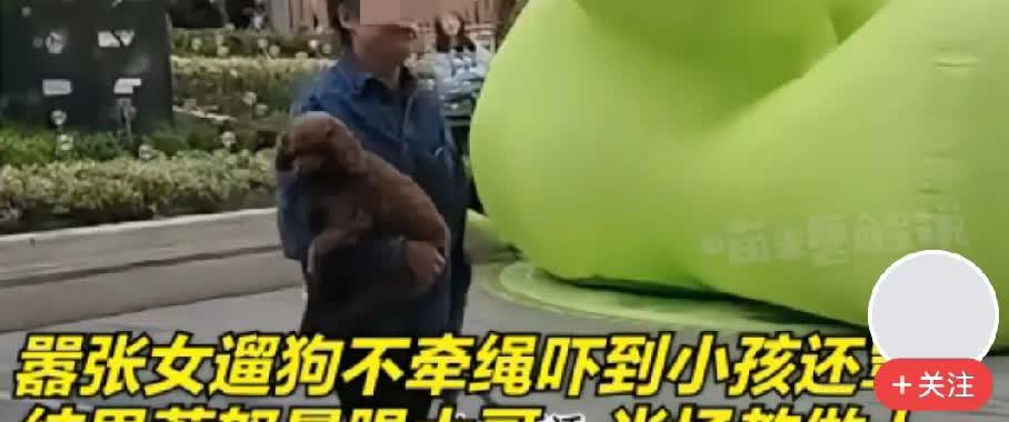 谁看谁生气！嚣张女在购物广场遛狗不栓绳，吓到小朋友，家长和女子理论，结果女子一点