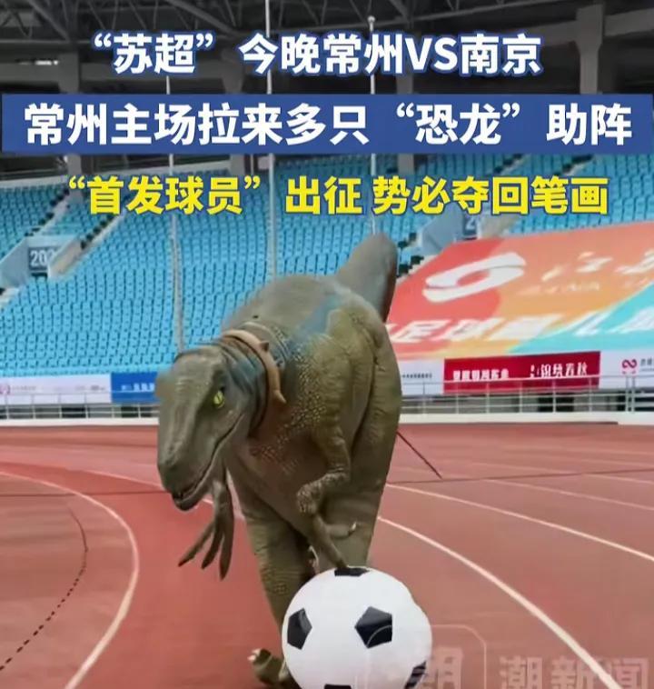 常州把恐龙从其他星球请来助阵比赛了[呲牙][大笑]！苏超比赛今天晚上常州对南京，