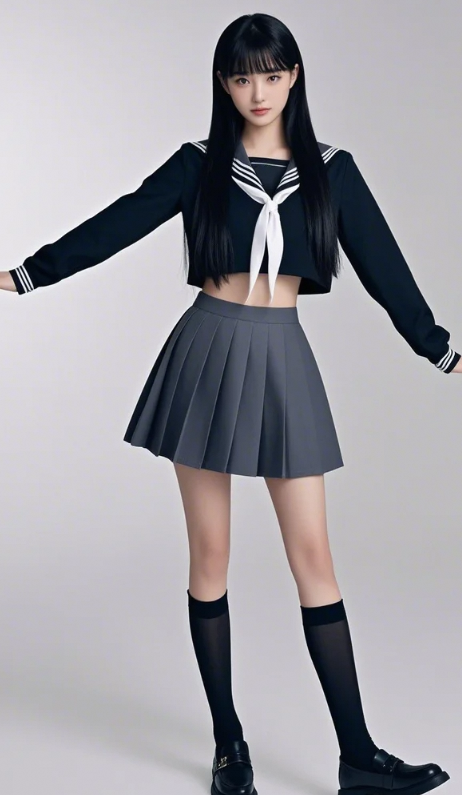 水手服少女元气满满 这腰臀比是真实存在的吗