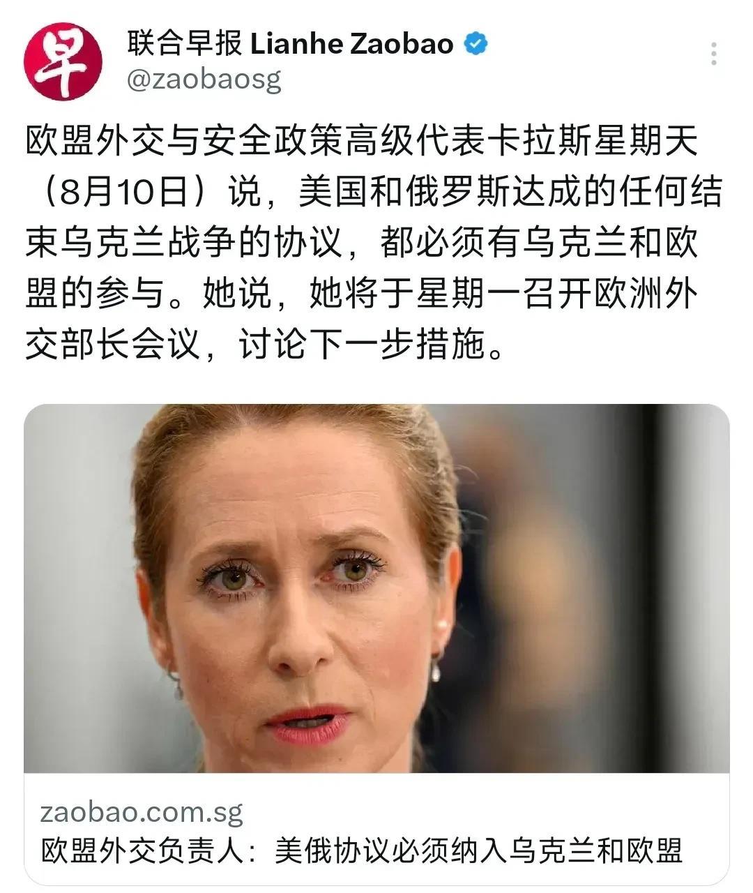 欧洲人这是想尽了一切办法，非得往餐桌上挤呀！
他们这是慌了神儿，看见美俄单独谈判