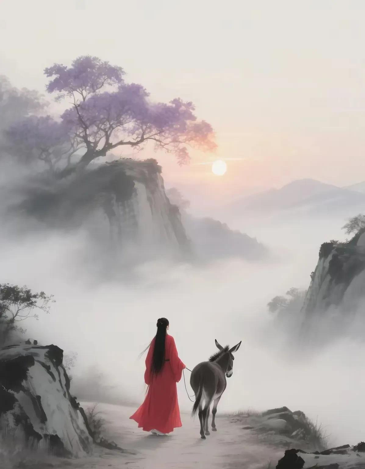 夕阳缓缓归去似有倦怠
青山依旧
默默的在原地徘徊
她眺望远方
忆曾经 活当下 展