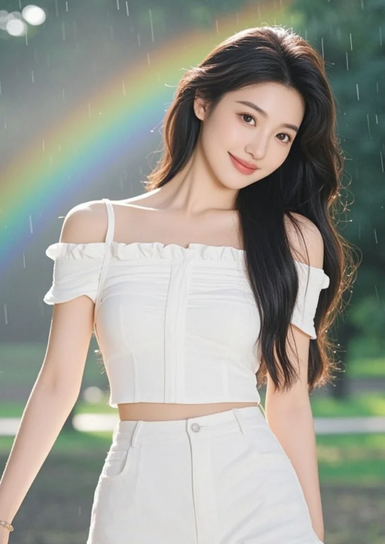 雨霁虹霓，她立成诗行，美得不像话
